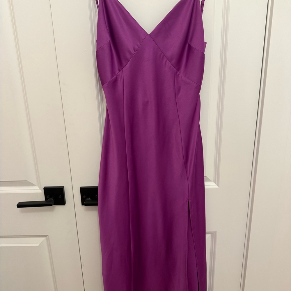 Purple Slip Midi Dress with V-Neck